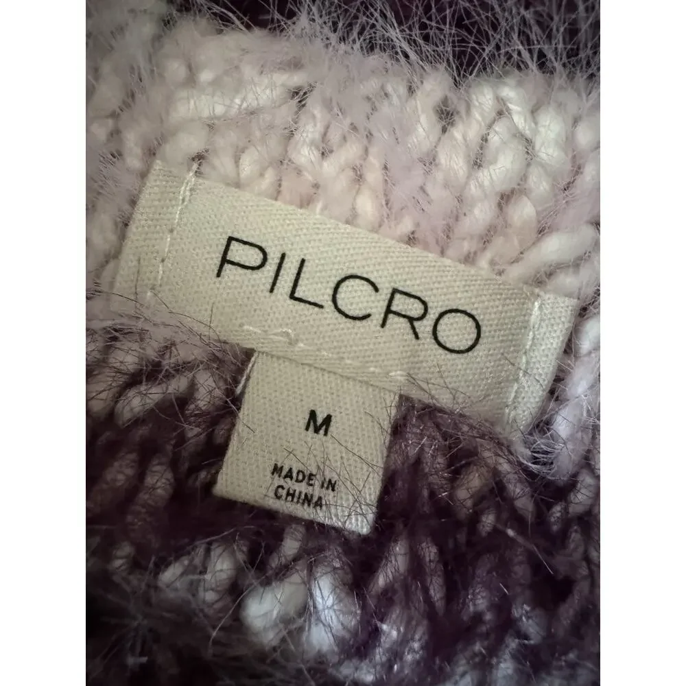 Pilcro Baby Sweater Short Sleeve Pink Striped Fuzzy Cozy M - Picture 8 of 12